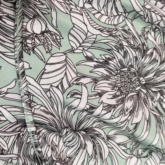 Nue Options Tie Front 3/4 Sleeve White/Turquoise Floral Peony Blouse Shirt - Picture 6 of 6